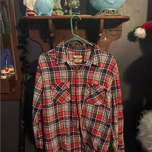 Men's Red and Blue Plaid Casual Button Down Shirt